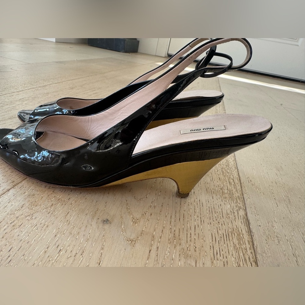 PRADA Miu Miu OPEN TOE Slingback Patent Heels 39.5 - Picture 6 of 8